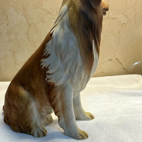NWOT Collie statue with wood platform Masterpiece Porcelain by Homco 1986 - Picture 8 of 12